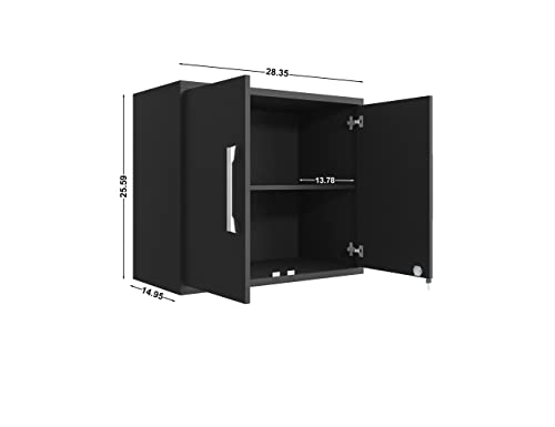 Manhattan Comfort Eiffel 3-Piece Storage Garage Set in Matte Black