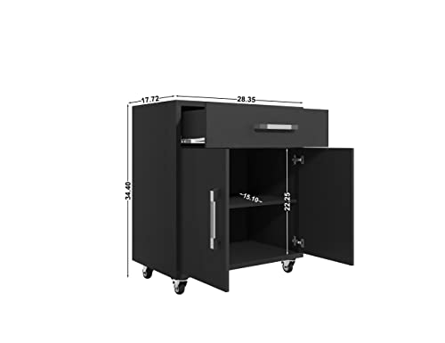 Manhattan Comfort Eiffel 3-Piece Storage Garage Set in Matte Black