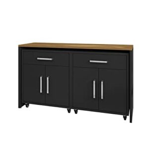 Manhattan Comfort Eiffel Garage Work Station Set of 3 in Matte Black