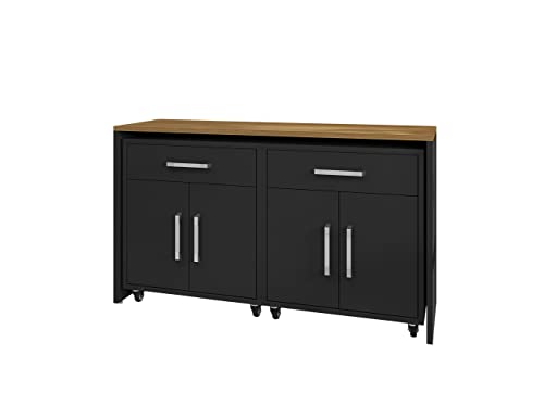 Manhattan Comfort Eiffel Garage Work Station Set of 3 in Matte Black