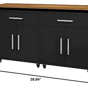 Manhattan Comfort Eiffel Garage Work Station Set of 3 in Matte Black