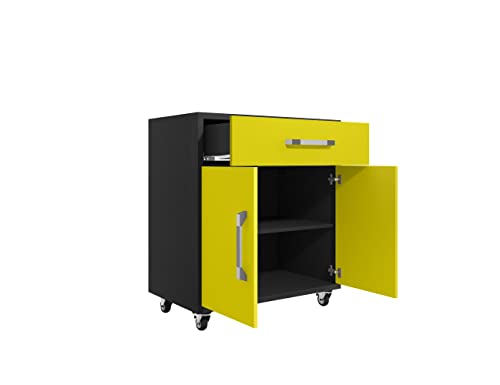 Manhattan Comfort Eiffel 4-Piece Garage Storage Set in Matte Black and Yellow