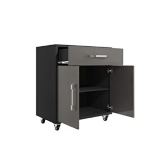 Manhattan Comfort Eiffel Garage Cabinets and Storage System, Set of 2, Matte Black and Grey