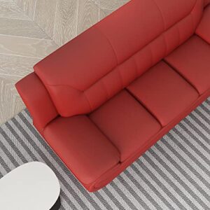 US Pride Furniture Michael Collection Modern Style Faux Leather Couch-Versatile 3 Seater Accent Piece for Living Room, Bedroom or Office-Comfortable Design and Elegant Look, 79" Sofa, Coral Red