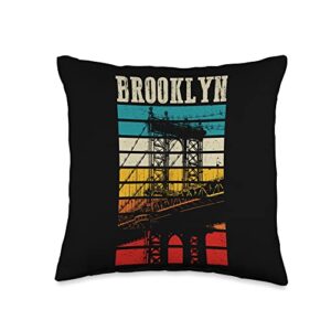 brooklyn new york city gift tee brooklyn bridge vintage ny nyc pride new york city throw pillow, 16x16, multicolor