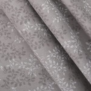 Mook Fabrics Flannel Leaves, Grey, 15 Yard Bolt