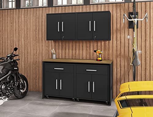 Manhattan Comfort Eiffel 5-Piece Garage Storage Set in Matte Black