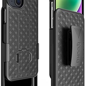 Aduro Combo Case with Kickstand & Holster for iPhone 14, Slim Shell & Swivel Belt Clip Holster, with Built-in Kickstand for Apple iPhone 14 (6.1") 2022