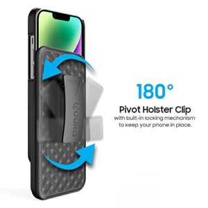 Aduro Combo Case with Kickstand & Holster for iPhone 14, Slim Shell & Swivel Belt Clip Holster, with Built-in Kickstand for Apple iPhone 14 (6.1") 2022