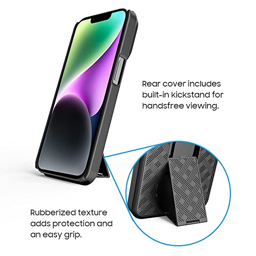 Aduro Combo Case with Kickstand & Holster for iPhone 14, Slim Shell & Swivel Belt Clip Holster, with Built-in Kickstand for Apple iPhone 14 (6.1") 2022