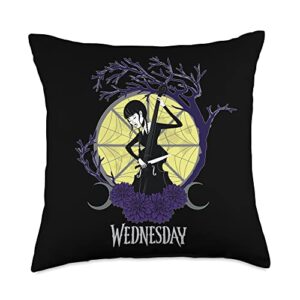 wednesday playing celo with glass window throw pillow, 18x18, multicolor