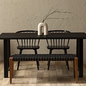 South Shore Balka Woven Leather Bench, Matte Black