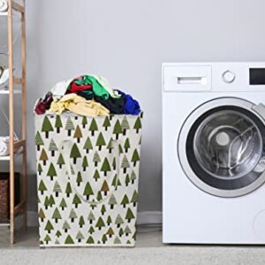 Sanjiaofen 2 pack 75L Large Laundry Basket Green Laundry Hamper With Extended Handles, Freestanding Waterproof Clothes Hamper for Boys,Kids woodland decor, Nersery,Bedroom, Bathroom.(Green tree)