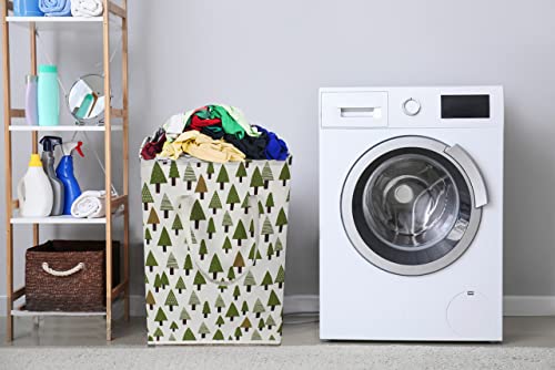 Sanjiaofen 2 pack 75L Large Laundry Basket Green Laundry Hamper With Extended Handles, Freestanding Waterproof Clothes Hamper for Boys,Kids woodland decor, Nersery,Bedroom, Bathroom.(Green tree)