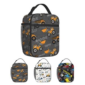 payohto lunch bag kids construction truck tractor insulated lunch box for toddler boys for school leak proof reusable meal tote bag for kindergarten