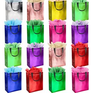 sperpand 18pcs gift bags medium size-10.2" rainbow gift bags with handles-party favor bags for presents, birthday, wedding, valentines, baby shower, halloween, christmas party favors
