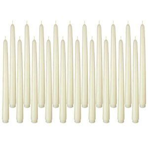 20 packs ivory taper candles 10 inch tall unscented dripless dinner candlesticks for wedding party home - 8 hour burn time
