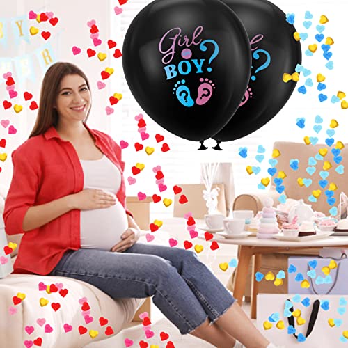 2 Pieces Gender Reveal Balloon with Confetti and Darts, 36inch Large Confetti Balloons Boy or Girl Black Balloons with Ribbons for Party Supplies Gender Reveal Decorations