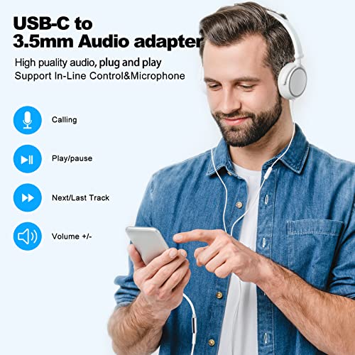 YYSEE USB C to 3.5mm Audio Adapter USB C Headphone Adapter 32bit 384KHz USB C DAC Realtek ALC5686 Type C to AUX Audio Jack Adapter for Pixel, Samsung,Huawei.