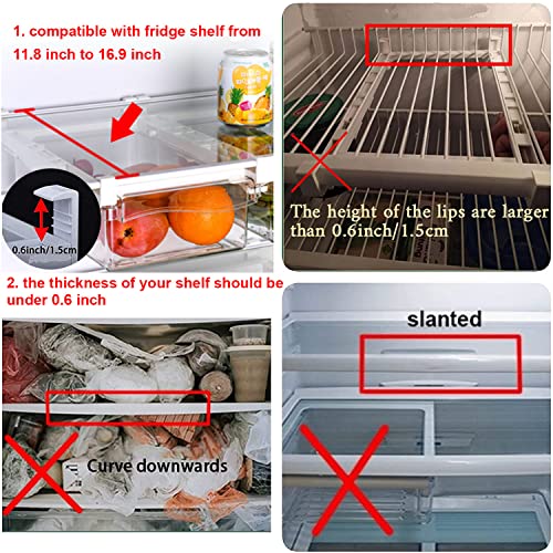 LALASTAR Small Fridge Drawer Organizer, Mini Refrigerator Drawers Storage Box, Pull Out Refrigerator Storage Drawers for Food, Drinks, Fit for Fridge Shelf Under 0.6" (4-grid) Dividers Are Removable