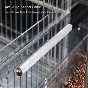 Bird Feeder No Mess Seed Catcher Tray Cage, Transparent Bird Feeder Cage with Stainless Steel Hooks for Small Bird Canary Parakeet Budgerigar Parrots Crested Myna Cockatiel Lovebird