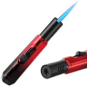 REDBANK Torch Lighter， Butane Lighters，Refillable Torch Lighter，Windproof Butane Refillable Gas Long Lighter (Butane Gas Not Included) (RED-Long)