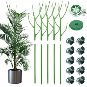 roadplum 5 pack 27.56" detachable twig plant support stakes set, blends in to plant, branch plant sticks with orchid clips twist plant ties, twig trellis for indoor outdoor plants potted plants flower