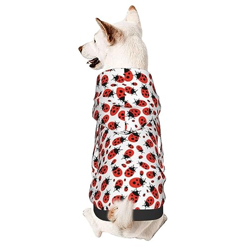 Dog Puppy Hoodies Colorful Ladybugs Sweatshirt Pet Hooded Coat Jackets Apparel for Small Dogs XX-Large