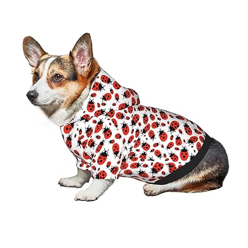 Dog Puppy Hoodies Colorful Ladybugs Sweatshirt Pet Hooded Coat Jackets Apparel for Small Dogs XX-Large