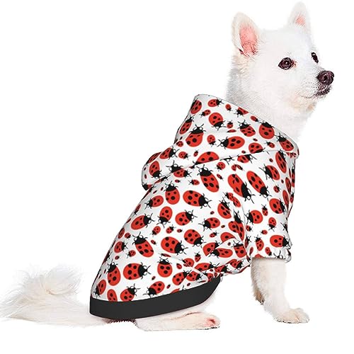 Dog Puppy Hoodies Colorful Ladybugs Sweatshirt Pet Hooded Coat Jackets Apparel for Small Dogs XX-Large