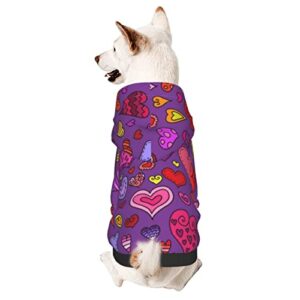 dog puppy hoodies valentine's day rainbow hearts sweatshirt pet hooded coat jackets apparel for small dogs small