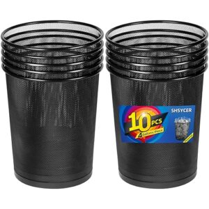shsycer black mesh trash cans 4 gallon, mesh office trash can 10 pack, metal wire wastebaskets, waste basket trash can, small trash cans,recycling garbage container bin for office, home, bedroom