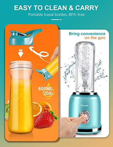 Smoothie Blender with 2 Speeds and Pulse Function Blender for Shakes and Smoothies, 250W Mini Portable Blender with Bpa-Free Portable 20oz Travel Bottles