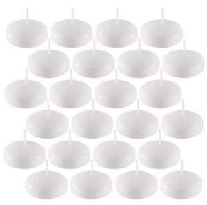 24 pack floating candles, 2 inch white unscented dripless burning candles, simply floating candles, special events, holiday festivities, party, valentine's day, wedding (2 inch (24 pack), white)