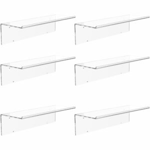 clear acrylic floating wall ledge shelf modern wall mounted floating shelves for bedroom deco living room hanging shelving for bathroom,laundry room,small shelf for plant lego funko pop set of 6