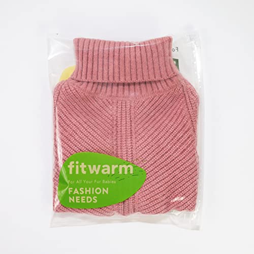 Fitwarm Dog Turtleneck Sweater, Thermal Knitted Pet Coat, Dog Winter Clothes for Small Dogs, Cat Apparel, Pink, Medium