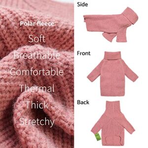 Fitwarm Dog Turtleneck Sweater, Thermal Knitted Pet Coat, Dog Winter Clothes for Small Dogs, Cat Apparel, Pink, Medium