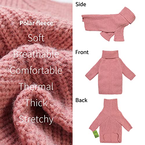 Fitwarm Dog Turtleneck Sweater, Thermal Knitted Pet Coat, Dog Winter Clothes for Small Dogs, Cat Apparel, Pink, Medium