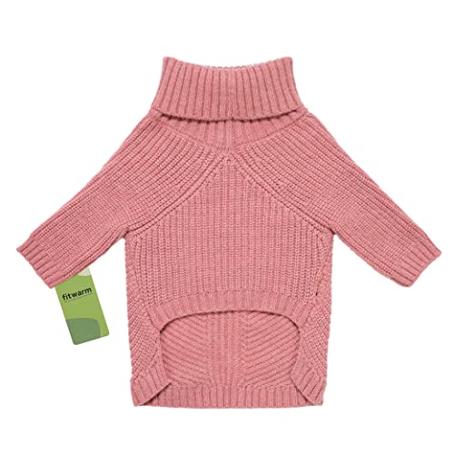 Fitwarm Dog Turtleneck Sweater, Thermal Knitted Pet Coat, Dog Winter Clothes for Small Dogs, Cat Apparel, Pink, Medium