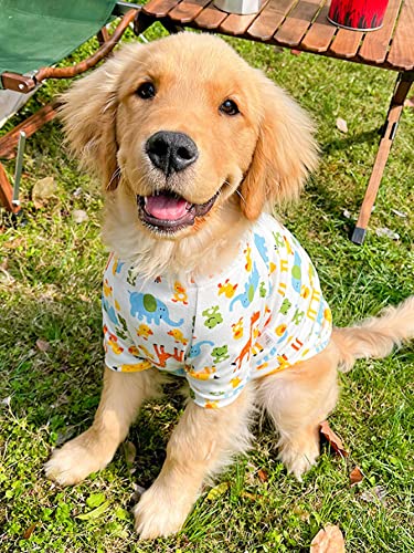 Milumia Pet Cute Cartoon Print Pajamas for Medium Large Dogs Shirts Pet Clothes Outfits Multicolor 3X-Large Plus