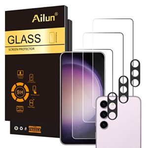 ailun glass screen protector for galaxy s23 [6.1 inch] 3pack + 3pack camera lens tempered glass fingerprint unlock compatible 0.25mm ultra clear anti-scratch case friendly [not for s23 ultra]