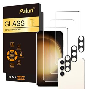 ailun glass screen protector for galaxy s23+/ s23 plus [6.6 inch] 3pack + 3pack camera lens tempered glass fingerprint unlock 0.25mm ultra clear anti-scratch case friendly [not for s23 ultra]