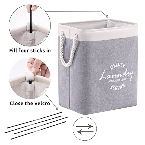 YOUDENOVA 66L 2-Pack Laundry Hamper Basket with Detachable Brackets and Handle, Collapsible Storage Basket for Bedroom, Bathroom Clothing and Toys Organization, Brown