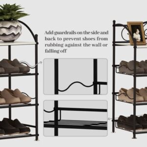 YADOOLIFE 4-Tier Black Shoe Rack, Metal Shoe Rack for Entryway, Closet, Free Standing Shoe Storage Racks, Sturdy Shoes Stand with Dust-proof Liners (Black)