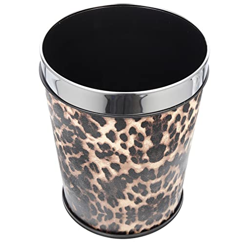 GLEAVI Stainless Steel Ring Trash Can Leopard Print Kitchen Waste Bin Container Garbage Can Waste Bucket Basket for Bathroom