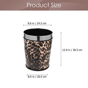 GLEAVI Stainless Steel Ring Trash Can Leopard Print Kitchen Waste Bin Container Garbage Can Waste Bucket Basket for Bathroom