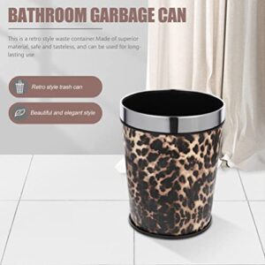 GLEAVI Stainless Steel Ring Trash Can Leopard Print Kitchen Waste Bin Container Garbage Can Waste Bucket Basket for Bathroom