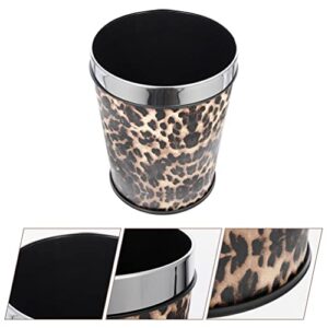 GLEAVI Stainless Steel Ring Trash Can Leopard Print Kitchen Waste Bin Container Garbage Can Waste Bucket Basket for Bathroom