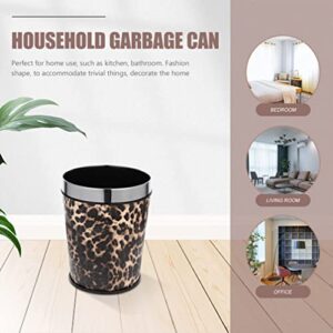 GLEAVI Stainless Steel Ring Trash Can Leopard Print Kitchen Waste Bin Container Garbage Can Waste Bucket Basket for Bathroom