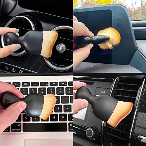 XIGUA Car Brush, Car Interior Cleaning Tool, Car Cleaning Brush Dust Collectors, Curved Design Dirt Dust Clean Brushes, Engine Compartment and Dashboard(2 PCS)